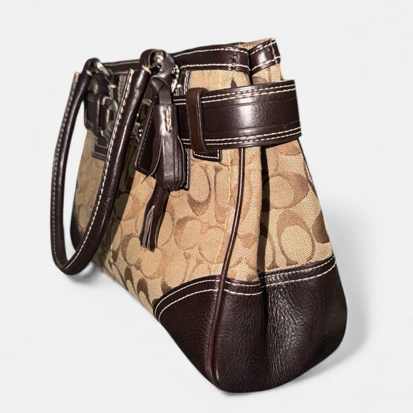 Coach Vintage Y2K Hampton Carryall Signature Brown Tan Satchel Handbag Bag - Picture 5 of 8